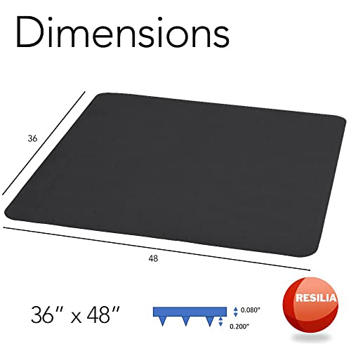 RESILIA Office Desk Chair Mat - for Low Pile Carpet (with Grippers) Black, 36 Inches x 48 Inches, Made in The USA - color: Black, size: 36" x 48" without lip