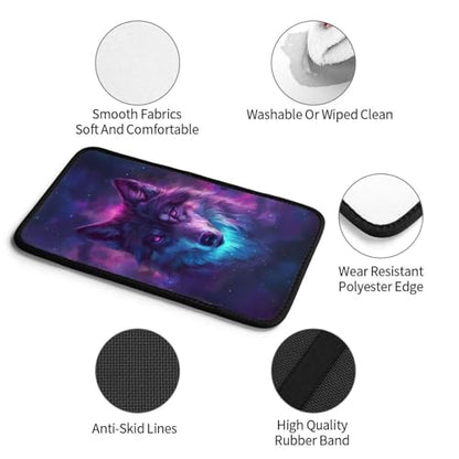 Car Center Console Cover Purple Wolf Print Polyester Fabric Car Armrest Cover Cool Animal on Galaxy Nebula Universal Car Interior Accessories for Most Vehicles SUVs Truck Sedans - color: Wolf