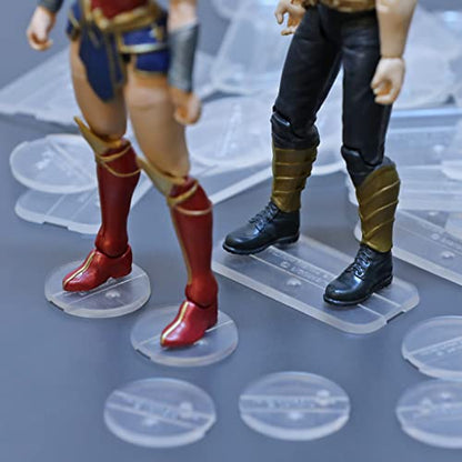 28PCS Action Figure Display Stand 6inch with Peg, Base for Action Figures Support Stands, Compatible with Mavel Legends Series/GiJeo Classified Series/D C/Mo tu Models 1/12 Scale, Mix Square & Round - color: 28PACK Transparent(Square&Round)