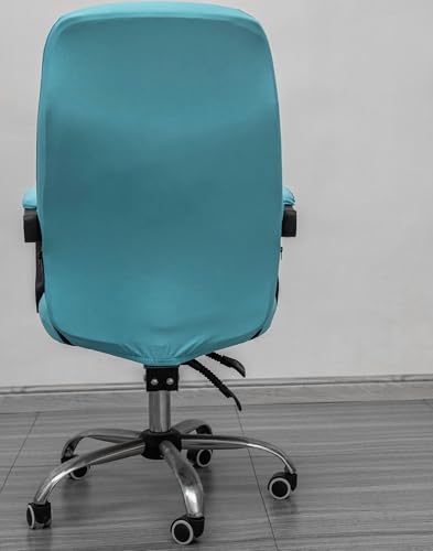 Melaluxe Office Chair Cover with Arm Covers - Universal Stretch Desk Chair Cover, Computer Chair Slipcovers (Size: L) - Azure - color: Azure, size: Large with Arm Cover
