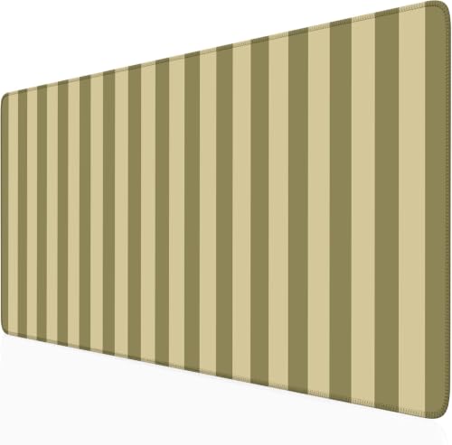 Olive Yellow Striped Desk Mat Cute Pastel XXL Large Gaming Mouse Pad Desk Pad Kawaii Cozy Aesthetic Keyboard Laptop Computer Mat 31.5 x 15.7 Inch - color: A7- Olive Yellow