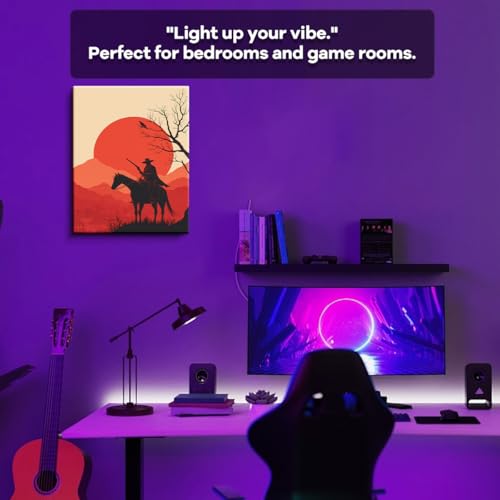 WOXZQ Western Cowboy Horseback Silhouette Sunset Wall Art – 12x15 Inch Wrapped Canvas Print – Wild West Poster for Gaming Room Bedroom Living Room Decor - color: Crimson ridge rider