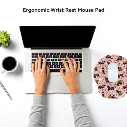 RICHEN Ergonomic Mouse Pad with Wrist Support,Non-Slip Rubber Base for Computer Laptop & Mac,Lightweight Rest for Home,Office & Travel (Flowers Cats) - color: Flowers Cats
