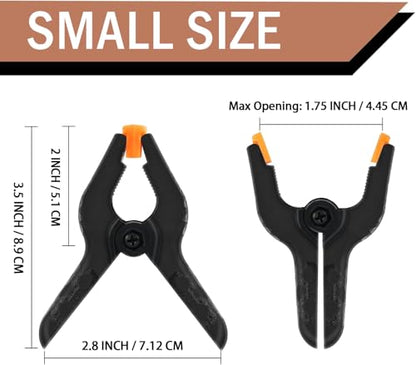 16 Pack Small Spring Clamps, 3.5 Inch Heavy Duty Clamps Plastic Clips | Backdrop Clips for Balloon Arch Backdrop, Craft, Woodworking, Photography, Durable Nylon Plastic Firmly Performance