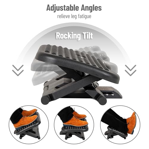 Mind Reader Foot Rest, Under Desk at Work, Ergonomic, Height Adjustable, Office, Plastic, Black - size: Adjustable Footrest