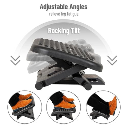 Mind Reader Foot Rest, Under Desk at Work, Ergonomic, Height Adjustable, Office, Plastic, Black - size: Adjustable Footrest