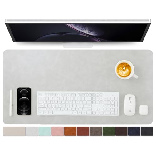 Distressed Leather Desk Mat - Non-Slip PU Desk Pad for Office and Home - Desk Organization and Accessories - Ideal for Large Mouse Pad and Desk Mats on Top of Desks(Ash Gray,31.5"x 15.7") - color: Ash Gray, size: 31.5" x 15.7"