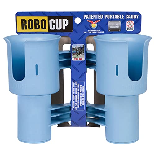 ROBOCUP, Light Blue EZ-Spring, Updated Version, Best Cup Holder for Drinks, Fishing Rod/Pole, Boat, Beach Chair, Golf Cart, Wheelchair, Walker, Drum Sticks, Microphone Stand - color: Light Blue, size: EZ-Spring