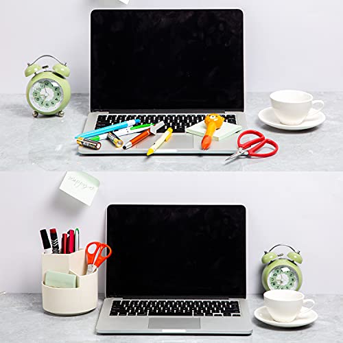 Desk Pencil Pen Holder, 3 Slots 360-Degree Spinning Organizers, Desktop Storage Stationery Supplies, Cute Cup Pot for Office, School, Art Supply, Kids - White - color: White