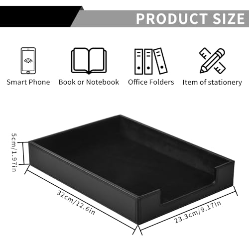 PU Leather Letter Tray - Load Documents Trays Front for Office Desktop Organizer - Desk Magazine, File, A4 Paper Holder - Paper Document File Holder (Black, A4-Tray) - color: Black