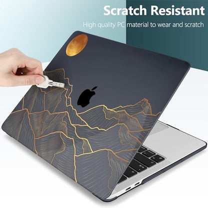 DONGKE Compatible with MacBook Pro 13 inch Case 2024 2023-2020 Release A2338 M2/M1 A2251 A2289 with Retina Display & Touch ID, Plastic Hard Shell & Keyboard Cover & Screen Film - Abstract Mountain - color: Abstract Mountain X692