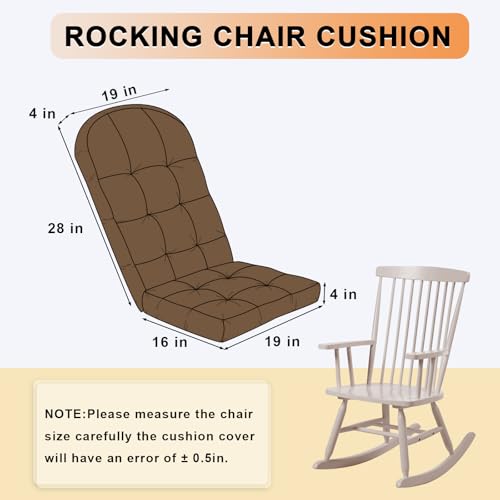 Rocking Chair Cushion - Chenille Fabric, High-Density Sponge, Durable Comfort Non-Slip Bottom Tufted Seat Pads with Ties, Chenille︱Brown, 44x19x4 inch - color: Chenille | Brown