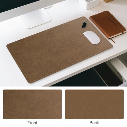 Imitation Crazy Horse Leather Desk Mat - Waterproof Desk Pad - Ideal for Large Mouse Pad and Desk Mats on Top of Desks (Camel+Camel, 33"*13") - color: Camel+camel, size: 33" x 13"