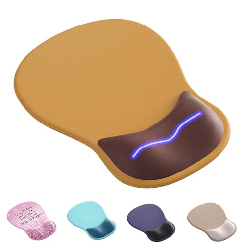 Ergonomic Mouse Pad with Wrist Rest,Cute Gel Mousepad Wrist Support - Small Mini Portable for Travel Mouse Pads for Desk Laptop,Computer,Office & Home Decor-(Tan &Brown) - color: S-Tan&Brown