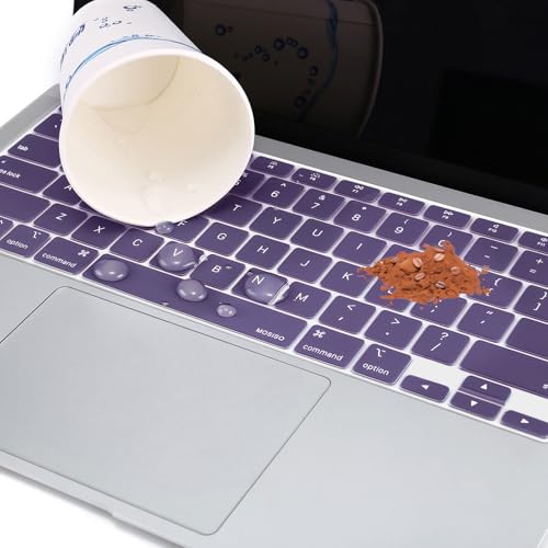 MOSISO Keyboard Cover Compatible with MacBook Air 13 inch 2022 2021 2020 Release A2337 M1 A2179 Retina Display with Touch ID Backlit Magic Keyboard, Waterproof Protective Silicone Skin,Imperial Purple - color: Imperial Purple