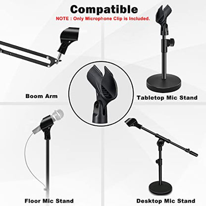 Universal Microphone Clip Holder with 5/8" Male to 3/8" Female Screw Adapter Suitable for Handheld Microphones, 4 Pack