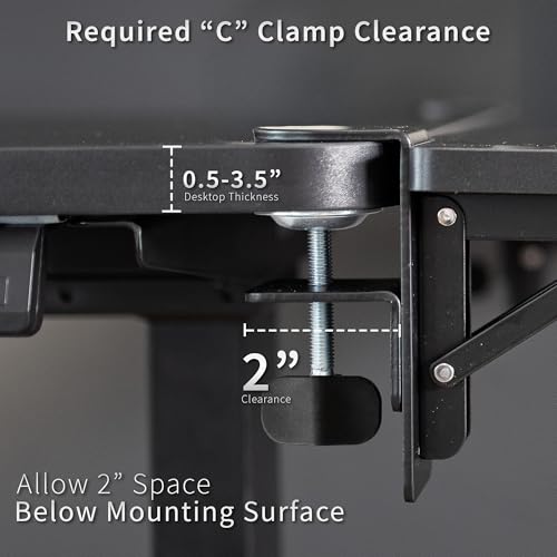 VIVO White Clamp-on 24 x 12 in Desk Extender, DESK-EXT24W | Foldable, Wrist Support Arm Rest, Office Keyboard Tray, Side Table Extension Attachment