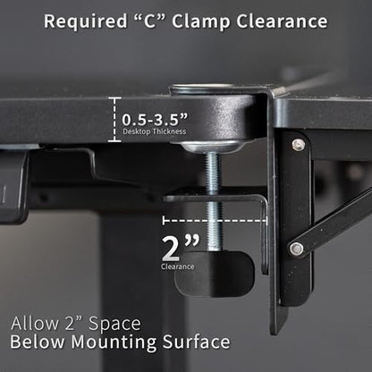 VIVO White Clamp-on 24 x 12 in Desk Extender, DESK-EXT24W | Foldable, Wrist Support Arm Rest, Office Keyboard Tray, Side Table Extension Attachment