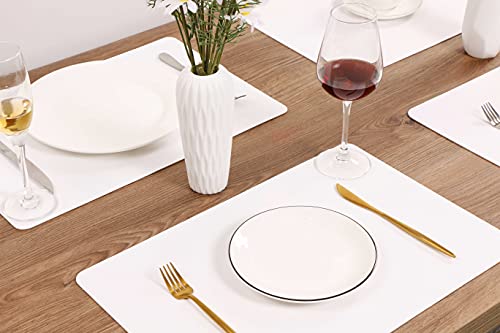 Wipeable Placemats Leather Table Mats Waterproof Heat-Resistant Easy to Clean for Dining Table Set Kitchen Table (2, White) - color: White, size: set of 2