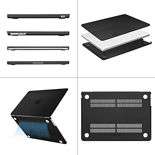 MOSISO Compatible with MacBook Air 13 inch Case M5 2026 M4 2025 M3 M2 2024-2022 A3449 A3240 A3113 A2681, Scratches-Resistant Protective Hard Shell for MacBook Air 13.6 inch Case, Black - color: Black