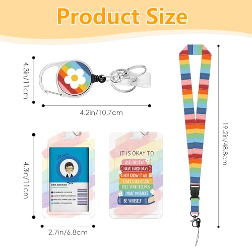 Inspirational Quote Badge Holder with Lanyard, Funny ID Badge Holder with Retractable Reel Clip and Keychain, Vertical Identity Card Cover Case Protector Gift for Women Nurse Teacher - color: Inspirational Quote-multicolor