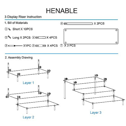 HENABLE 3 Tier Perfume Organizer Stand, Black Acrylic Risers Display Stands, Cologne Shelf Dessert Display for Party, Figure Stand Funko POP Shelves, Collection Cosmetic, Cupcake Stand Holder - size: 3-Tier