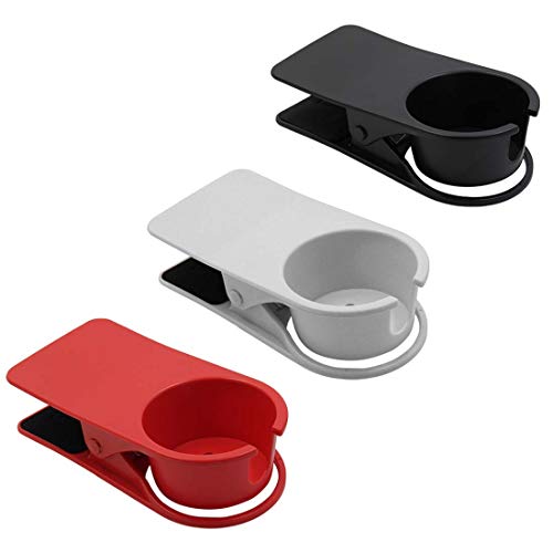 Jiozermi 3-in-1 Drink Holder Clip - Desk & Adirondack Chair Cup Holder for Water, Soda, Coffee (Red, Black, White) - color: Red+Black+White