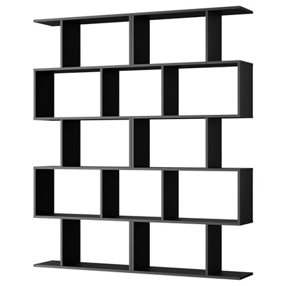 Cozy Castle Set of 2 Geometric Bookcase, S-Shaped Modern Bookshelf, Room Divider Bookshelf, 62" Tall Unique Abstract Bookcase with 5-Tier Display Shelf for Living Room Office, Black - color: Black