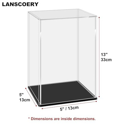 LANSCOERY Acrylic Display Case, Assemble Showcase Display Box for Collectibles, with Dustproof & Seamless Display Design, 5x5x13 inch Black Base - color: Black, size: 5x5x13inch; 13x13x33cm
