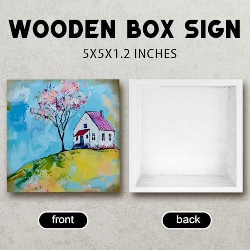 Spring Decorations for Home Spring Decor for Table Springtime Cottage Sign Mini Art Floral Landscape Easter Decor Home Decorative Gifts for Women Tiered Tray Desk Art 5 X 5 Inch - color: Spring 2