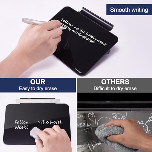 Small Desktop Glass Dry-Erase Whiteboard - 8 X 6 Inches Tabletop Easel Whiteboard with Stand, Desk Board Buddy for Artist, Teacher and Student - color: 8 X 6 Inches - Black