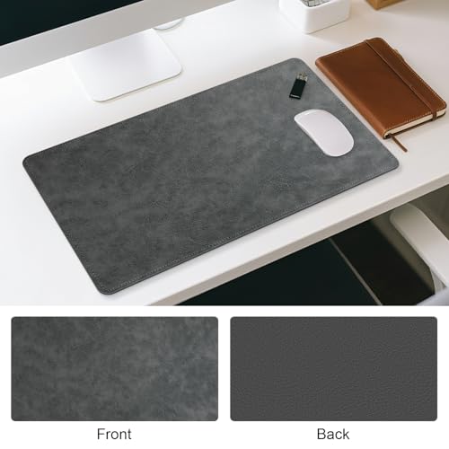 Imitation Crazy Horse Leather Desk Mat - Waterproof Desk Pad - Ideal for Large Mouse Pad and Desk Mats on Top of Desks (Gray+Dark Gray, 25"*13") - color: Gray+dark Gray, size: 25" x 13"