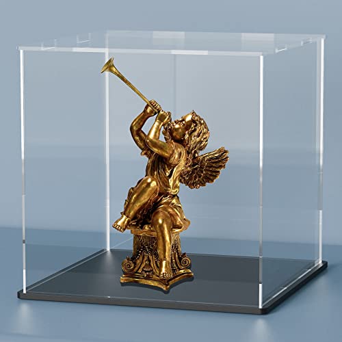Acrylic Display Case, Clear Acrylic Box with Matt Base and Lid for Display, Large Display Case for Action Figures Home Storage and Organizing Toys (12x12x12 inch) - color: Matt Black, size: 12x12x12 inch