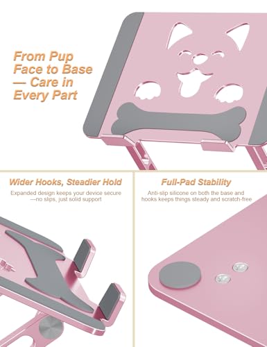 Aoviho Laptop Stand for Desk-Adjustable, Foldable, Portable, Ergonomic Aluminum Notebook Riser with Unique Puppy Shaped Vent, Desk Gift for 10"-17.3" Devices Mac, Dell, HP, Lenovo, Samsung, Rose Gold - color: Rose Gold