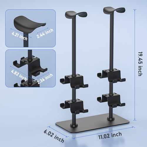 MANMUVIMO Headset Stand Controller Holder for 2 Headset and 8 Controller, Headphone Stand Gaming Controller Holder for PS5 Xbox Airpods Beats Bose, Gaming Room Accessories, Gamer Gifts for Men - size: 2 Headphone 8 Controller Holder Black