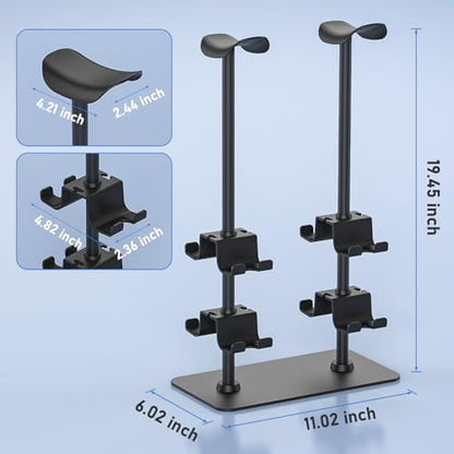 MANMUVIMO Headset Stand Controller Holder for 2 Headset and 8 Controller, Headphone Stand Gaming Controller Holder for PS5 Xbox Airpods Beats Bose, Gaming Room Accessories, Gamer Gifts for Men - size: 2 Headphone 8 Controller Holder Black