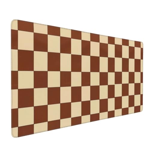 Brown Beige Checkered Mouse Pad Large Desk Mat for Keyboard and Mouse Non-Slip Gaming Mousepad Office Desk Accessories for Computer 35.4x15.7Inch - color: Brown Beige Checkered