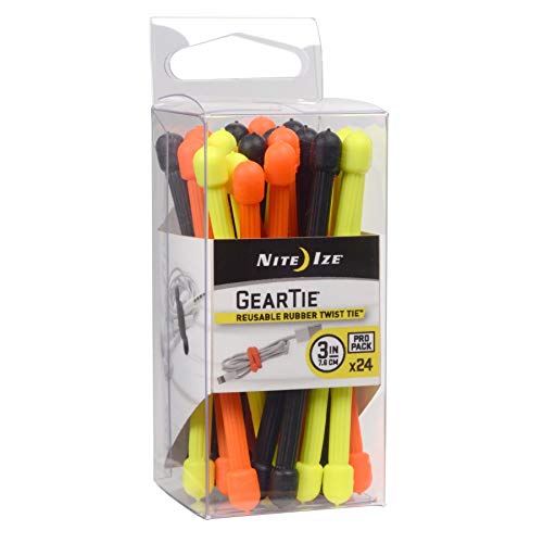 Nite Ize Gear Tie Original ProPacks - Reusable Rubber Twist Ties for Indoor & Outdoor Use - Bendable Wire Interior - Durable Rubber Exterior - Secure Grip - Assorted Colors, 3" (24 Pack) - size: 3" - 24 Pack