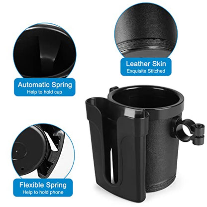 Accmor 3-in-1 Bike Cup Holder with Cell Phone Keys Holder, Bike Water Bottle Holders, Universal Bar Drink Cup Can Holder for Bicycles, Motorcycles, Scooters, Black - color: Black