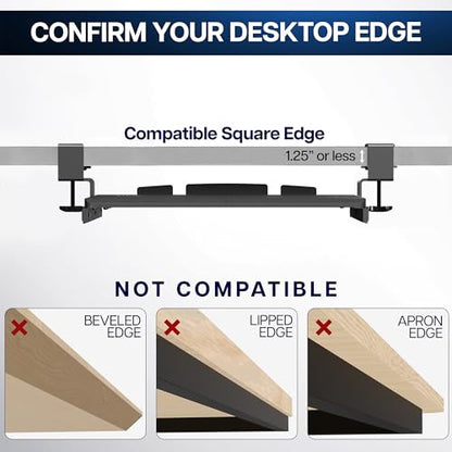VIVO Small Keyboard Tray, Under Desk Pull Out with Extra Sturdy C Clamp Mount System, 20 (26 Including Clamps) x 11 inch Slide-Out Platform Drawer, Dark Walnut Top, Black Frame, MOUNT-KB05ES-D | Keyboard Tray for Typing, Slide Out Platform, Extra Sturdy C