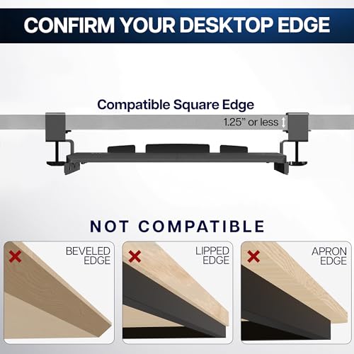 VIVO Small Keyboard Tray, Under Desk Pull Out with Extra Sturdy C Clamp Mount System, 20 (26 Including Clamps) x 11 inch Slide-Out Computer Platform Drawer, White, MOUNT-KB05ES-W | Keyboard Tray for Typing, Slide Out Platform, Extra Sturdy C-Clamp Mount S