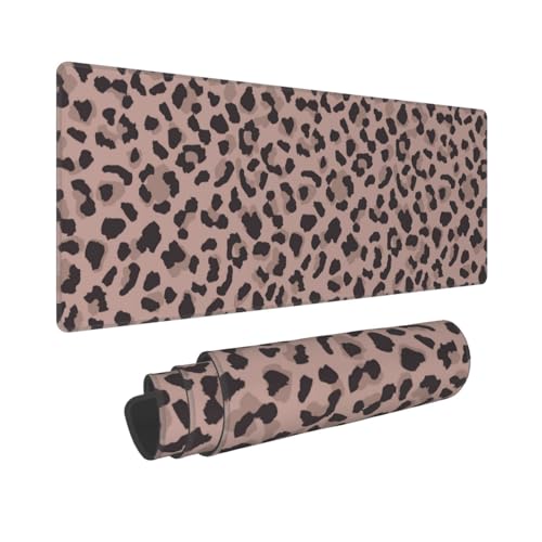 Brown Leopard Mouse Pad Large Gaming Mousepad Non-Slip Rubber Base Keyboard Mouse Mat for Laptop Keyboard Desktop 31.5 x 11.8 inch - color: Brown Leopard