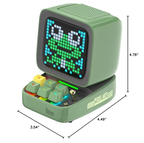Divoom Ditoo Pro Retro Pixel Art Game Bluetooth Speaker with 16X16 LED App Controlled Front Screen (Green) - color: Green