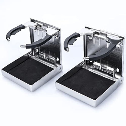 Stainless Steel Adjustable Folding Cup Drink Holders Marine/Boat/Caravan/car (Cup Holder (2pcs))