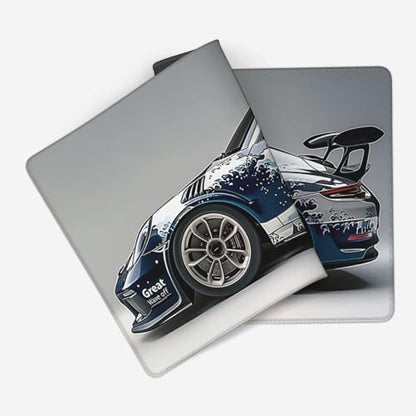 XXL Gaming Mouse Pad, Great Wave Racing Car Design, Non-Slip Rubber Base, Ultra Smooth Surface, Rectangular, 35.4 x 15.7 Inches - color: Great Wave Racing Car