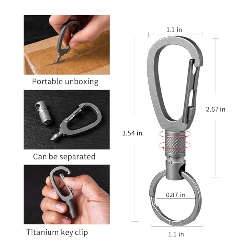 FEGVE Titanium Quick Release Swivel Keychain, Pull Apart Detachable Keychain Heavy Duty Car Key Holder with Key Rings - color: Matte 1 Pack