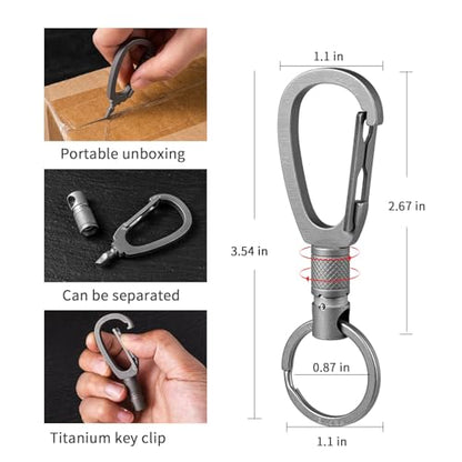 FEGVE Titanium Quick Release Swivel Keychain, Pull Apart Detachable Keychain Heavy Duty Car Key Holder with Key Rings - color: Matte 1 Pack