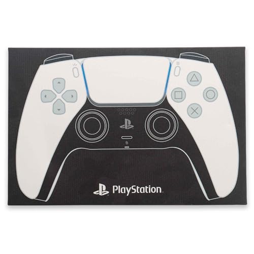 Open Road Brands Sony PlayStation 5 Controller Gallery Wrapped Canvas Wall Decor - Fun PlayStation Wall Art for Game Room or Teen Bedroom - color: Black/White