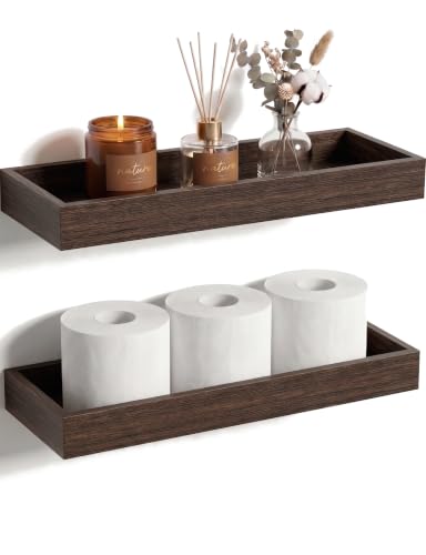 2 Pack 15.7 in Smoke Gray Floating Shelves for Wall, Wooden Wall Shelves for Bedroom Living Room Kitchen, Modern and Rustic Bathroom Shelves with Raised Lip, Floating Shelf for Storage Display - color: Smoke Gray