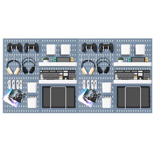 MULSAME Pegboard Combination Kit, 25.2" x 50.4" Wall Mounted Storage Set with 8 Pegboards & 40 Accessories Hanging, Peg Boards Organizer - color: Blue, size: 25.2" * 50.4"